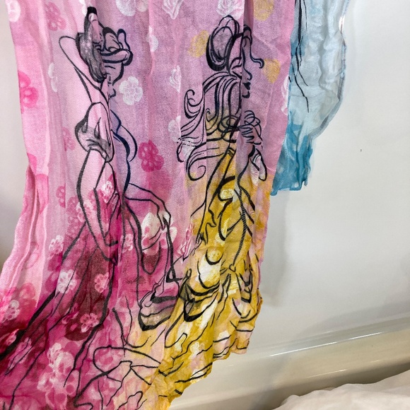 Disney Princess Scarf OS Pink Blue No Tags Belle Snow White Cinderella Ariel - Picture 2 of 11